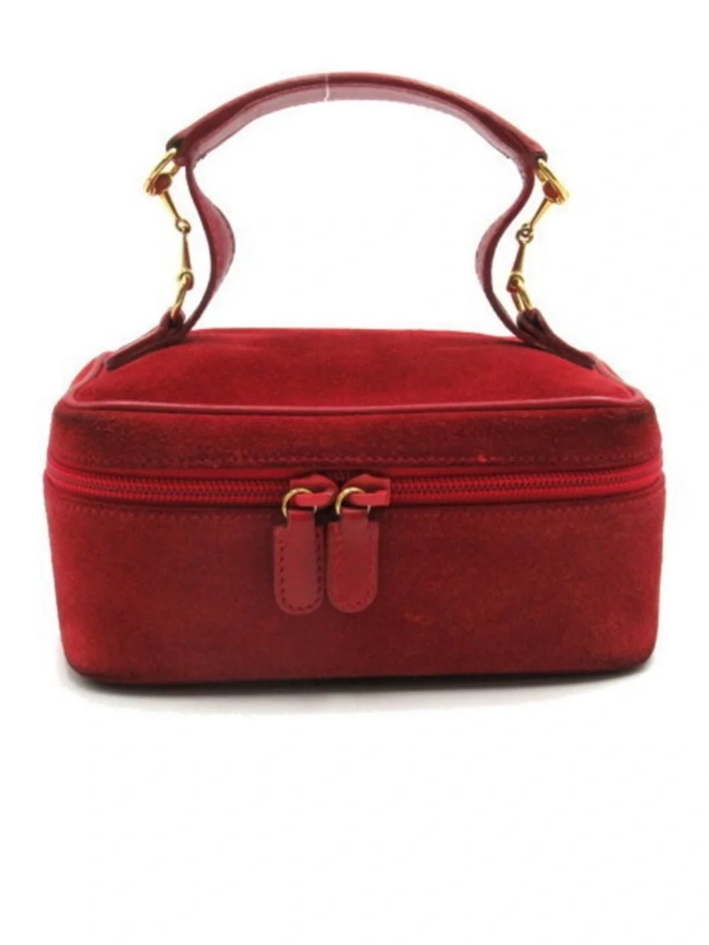 Vintage Gucci Red Velvet Top-Handle Cosmetic Case